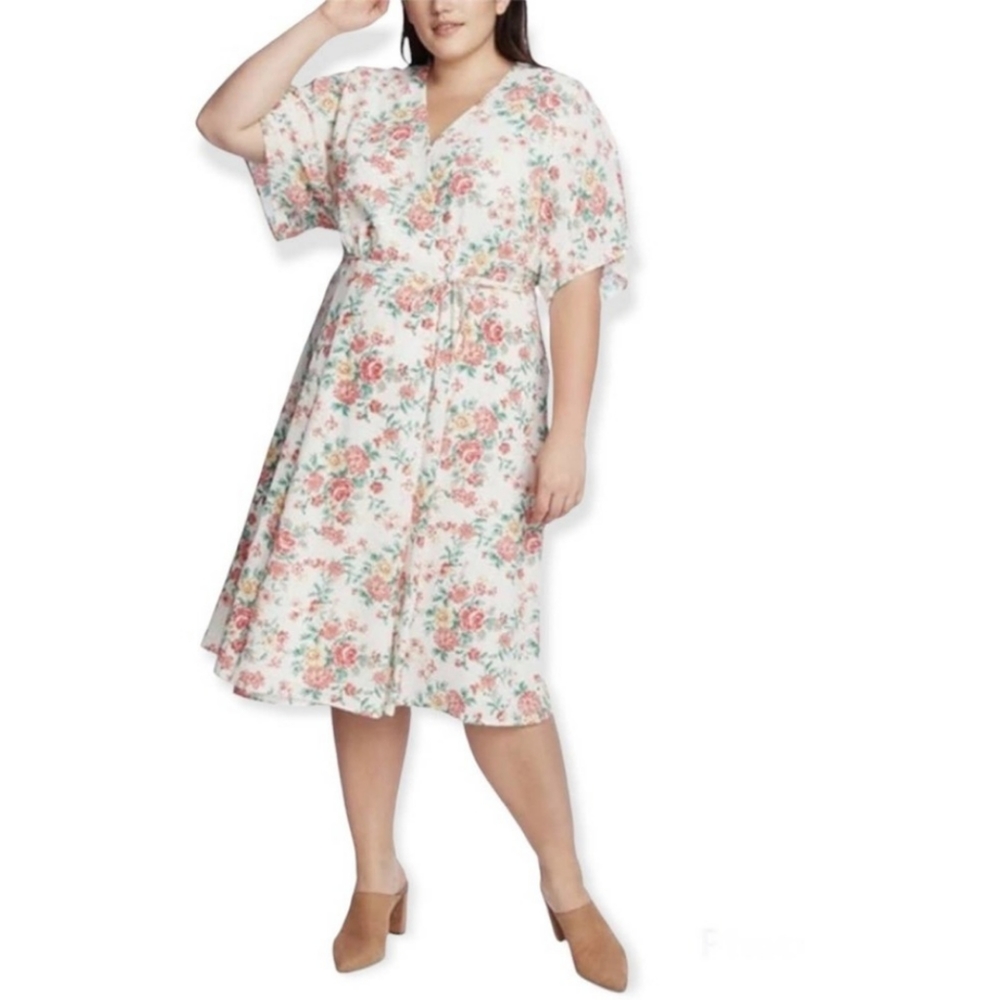 1. State, 24W lined floral wrap dress